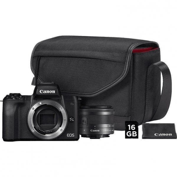 Canon Aparat EOS M50 M15-45S czarny + torba  SB130 + karta 16GB  2680C064