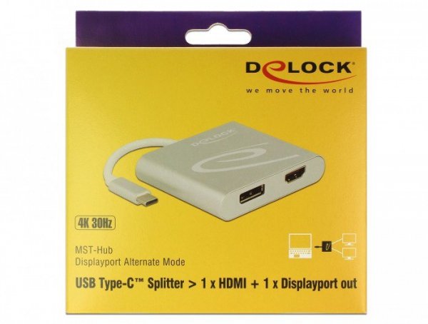 Delock Rozdzielacz USB-C -&gt; HDMI + DisplayPort czarny