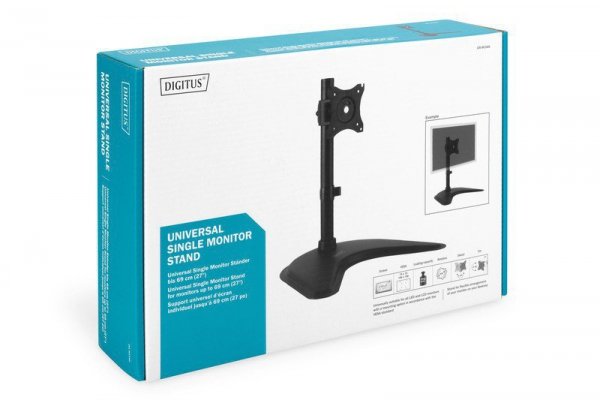 Digitus Stojak biurkowy pojedynczy, 1xLCD, max. 27&#039;&#039;, max. obciążenie 10kg, uchylno-obrotowy 360 (PIVOT)