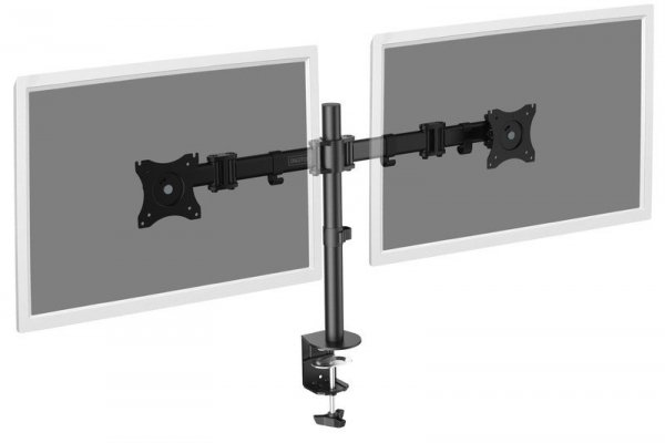 Digitus Stojak biurkowy podwójny z zaciskiem, 2xLCD, max. 27&quot;, max. obciążenie 8kg,uchylno-obrotowy 360°
