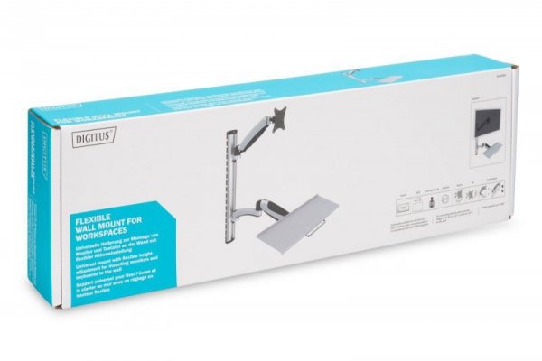 Digitus Ramię naścienne pojedyncze, 1xLCD + klawiatura, max. 27&quot;, max. 8kg, uchylno-obrotowe 360° (PIVOT)