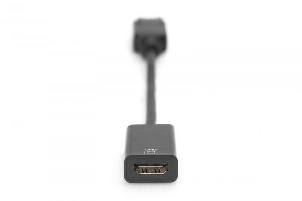 Digitus Kabel adapter DisplayPort z zatrzaskiem 1080p 60Hz FHD Typ DP/HDMI A M/Ż 0,2m Czarny