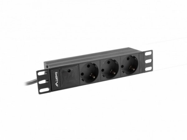 Lanberg Listwa zasilająca Rack PDU 10 cali 1U 3x Schuko 2m 16A czarna