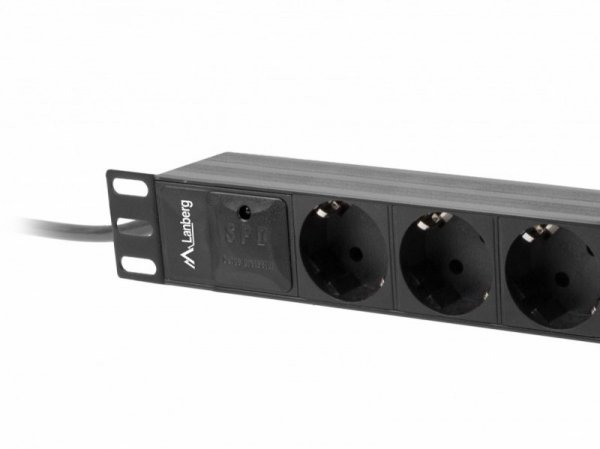 Lanberg Listwa zasilająca Rack PDU 10 cali 1U 3x Schuko 2m 16A czarna