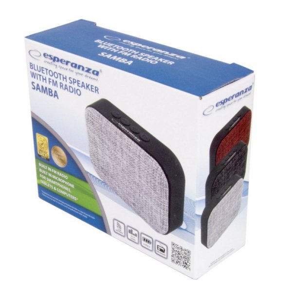Esperanza Głośnik Bluetooth FM Samba szary