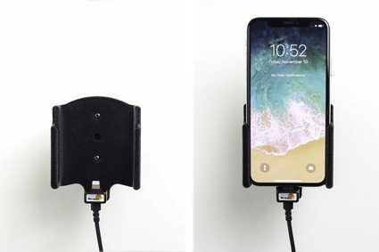Brodit Uchwyt do Apple iPhone Xs z wbudowanym kablem USB oraz ładowarką samochodową