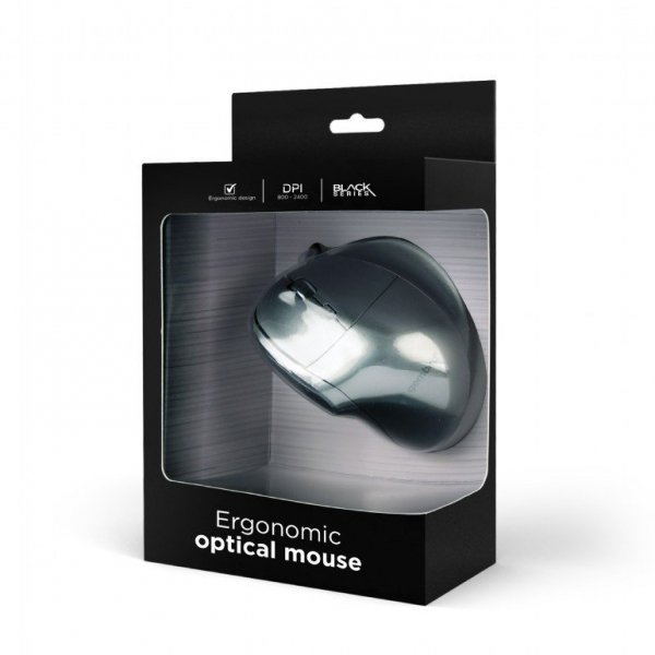 Gembird Mysz ergonomiczna optyczna 6-przyciskowa szara
