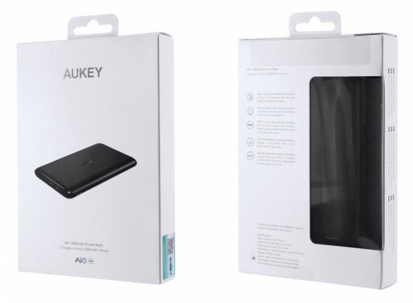 AUKEY PB-XN5 Black ultraszybki Power Bank | 5000 mAh | 3xUSB | 5.4A | AiPower | kabel micro USB