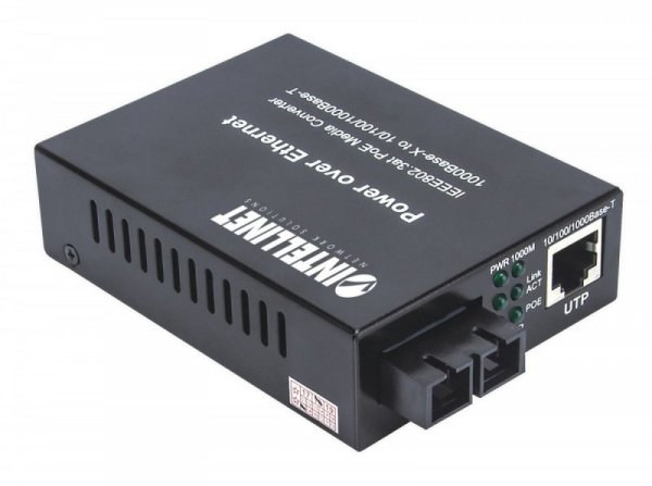 Intellinet Media konwerter Gigabit PoE+  1000Base-T RJ45/1000Base-LX (SC) SM 20km