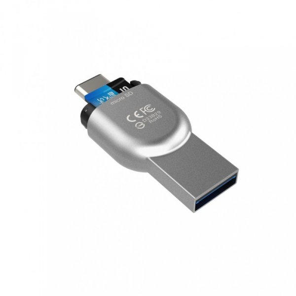 Silicon Power Czytnik kart moblinych USB-C/USB-A srebrny