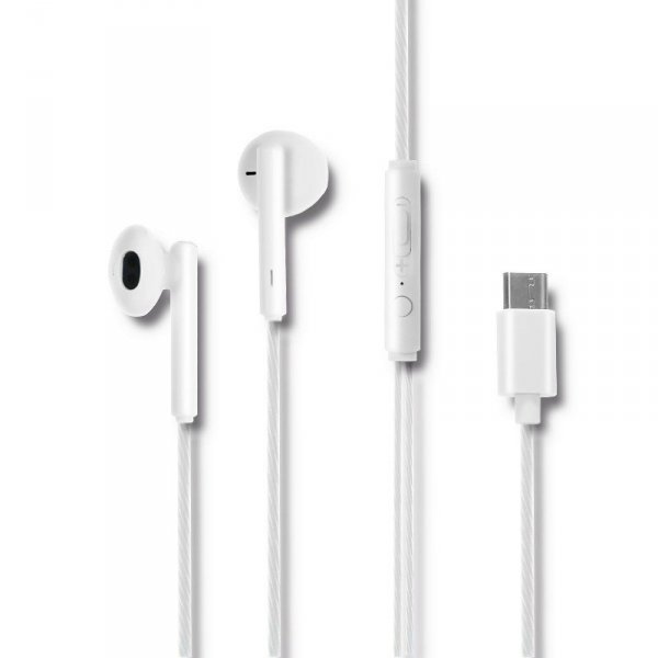 Qoltec Słuchawki dokanałowe | mikrofon | USB-C | białe