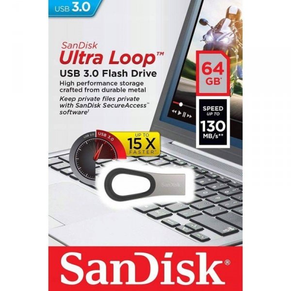 SanDisk Pendrive ULTRA LOOP USB 3.0 64GB (do 130MB/s)