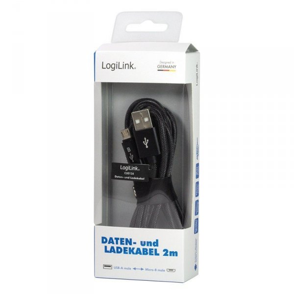 LogiLink Kabel USB 2.0 A męski do Micro-B męski, dł. 2m Szary