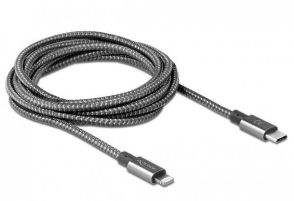 Delock Kabel Lightning - USB-C 1m MFI szary szybkie ładowanie
