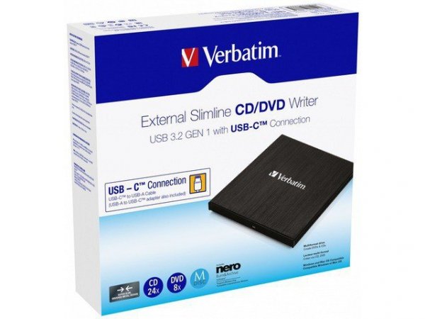 Verbatim Nagrywarka CD/DVD RW USB-C 3.2 slim