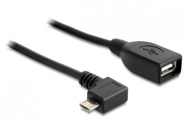 Delock Kabel USB MICRO(M) kątowy prawo-&gt;USB-A(F) 2.0 0.5M OTG czarny