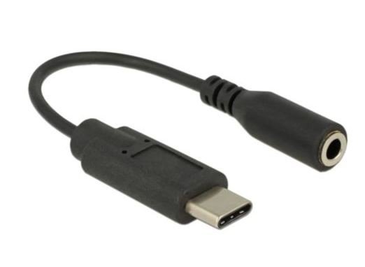 Delock Adapter USB C(M) 2.0-&gt;MINIJACK 3.5mm(F) na kablu 14cm czarny