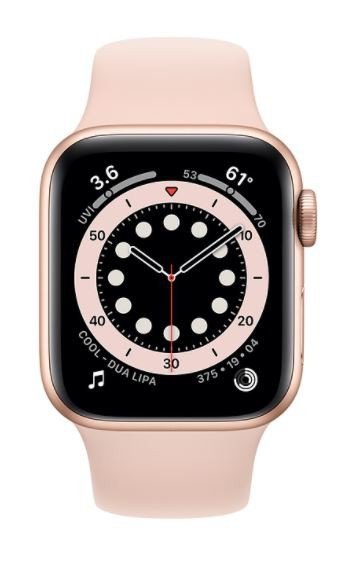 Apple Zegarek Series 6 GPS + Cellular, 40mm koperta z aluminium w kolorze złotym z paskiem sportowym w kolorze piaskowego różu -