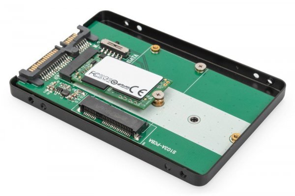 Digitus Adapter na dysk SATA/HDD 2,5&quot; M.2 /mSATA SATA 3,6 Gbit/s, zapis do 520 MB/s Aluminiowa