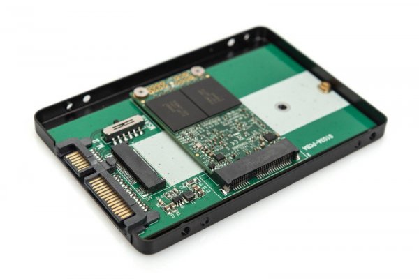 Digitus Adapter na dysk SATA/HDD 2,5&quot; M.2 /mSATA SATA 3,6 Gbit/s, zapis do 520 MB/s Aluminiowa