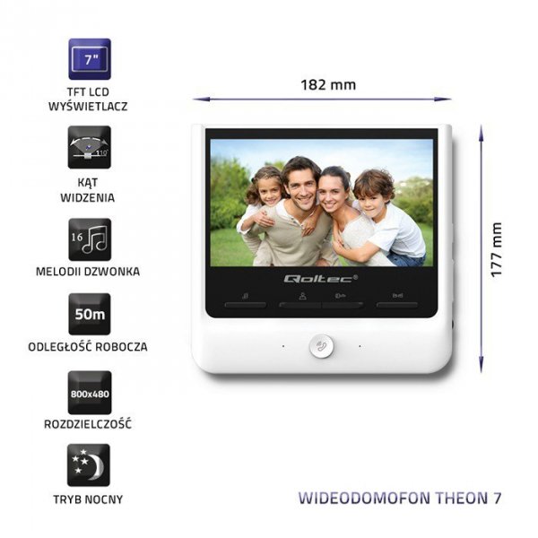 Qoltec Wideodomofon Theon 7 | TFT LCD 7 cala | biały