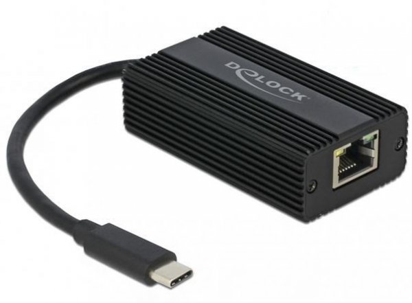Delock Adapter USB C(M) 3.1-&gt;RJ45(F) 5GB na kablu 13.5 cm czarny