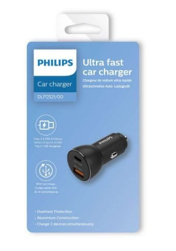 Philips Ładowarka samochodowa USB-A + USB C