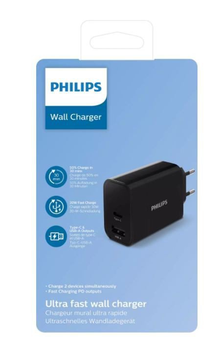 Philips Ładowarka USB-A USB C 30W (PD, QC)