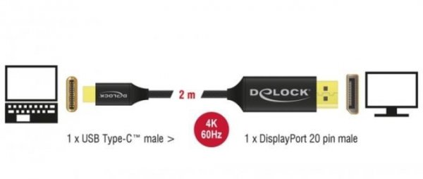 Delock Kabel USB-C(M)-DISPLAYPORT(M) 2m 4K
