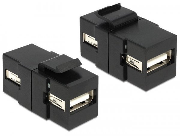 Delock Moduł Keystone USB2.0 A, wtyk żeński &gt; USB2.0 A, wtyk żeński, czarny