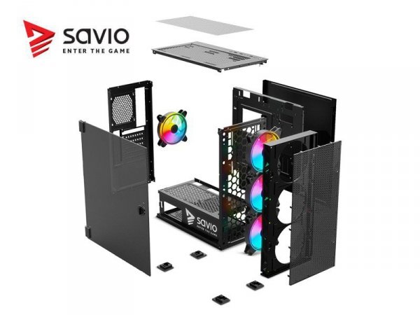 Elmak Obudowa PC SAVIO Raptor X1 ARGB Mesh/Glass