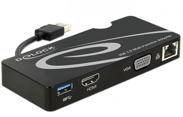 Delock Replikator portów USB 3.0-HDMI, VGA , LAN, USB 3.0 czarny