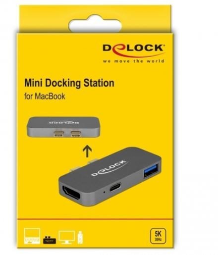 Delock Stacja dokująca dla Macbook USB-C(M)-&gt;1X USB 3.1, HDMI, 1X THUNDERBOLT 5K