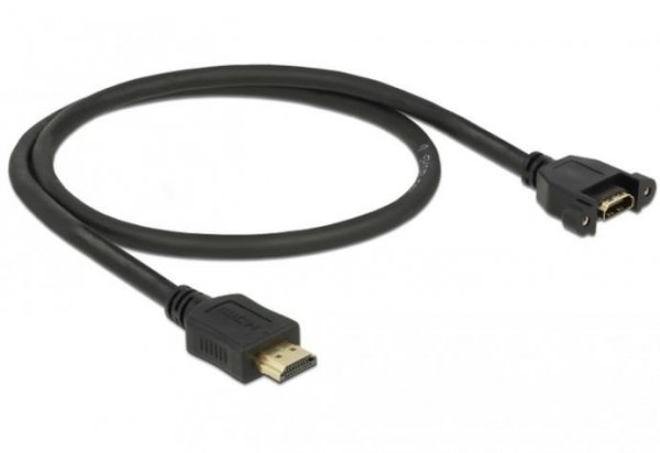 Delock Przedłużacz HDMI M/F V1.4 0.5m czarny do panelu