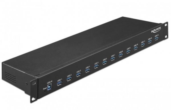 Delock HUB USB 3.1 13-port aktywny przemysłowy czarny 19&quot;