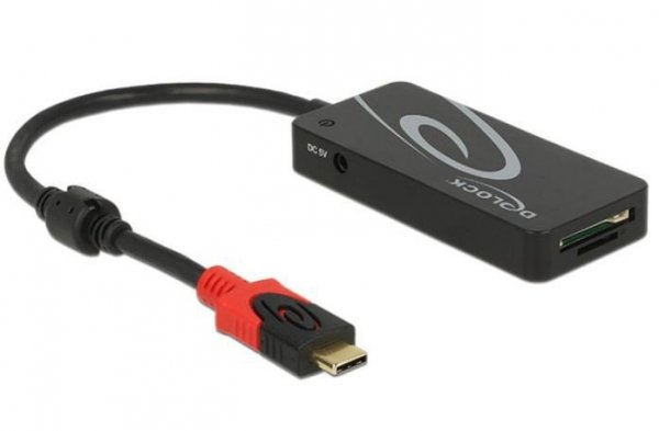 Delock HUB USB-C 3.1  3-porty +2x czytnik SD 15 cm czarny
