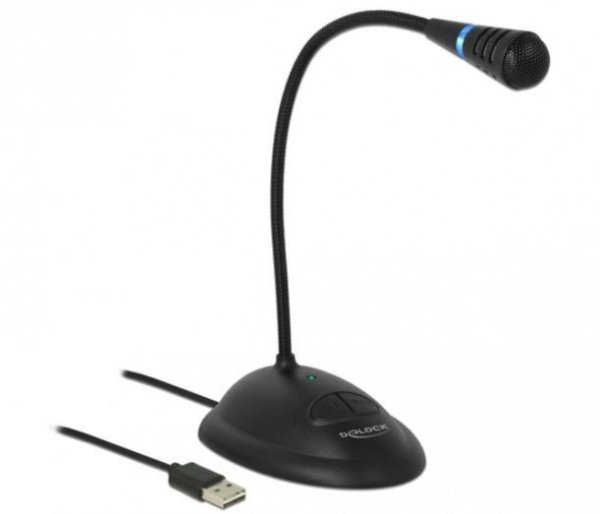 Delock Mikrofon USB giętki z funkcją wyciszenia czarny