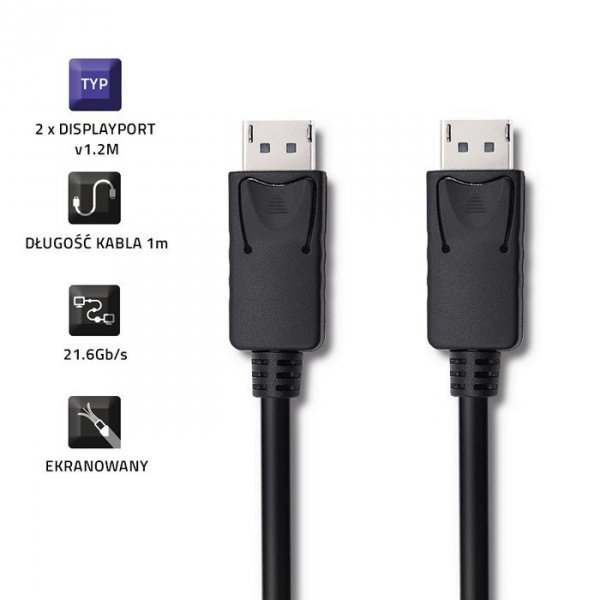 Qoltec Kabel DisplayPort v1.2 męski | DisplayPort v1.2 męski | 4K | 1m
