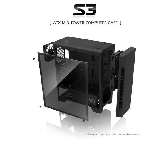 Zalman Obudowa S3 TG ATX Mid Tower PC Case TG fan x3