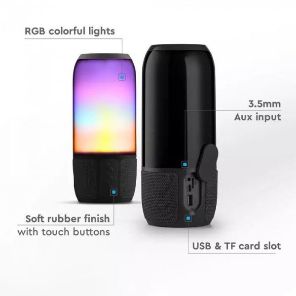V-tac Głośnik przenośny LED Bluetooth Czarny