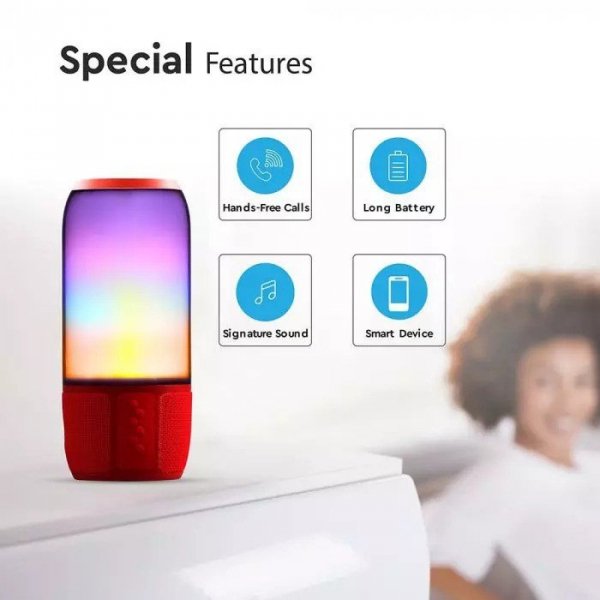V-tac Głośnik przenośny LED Bluetooth Czerwony