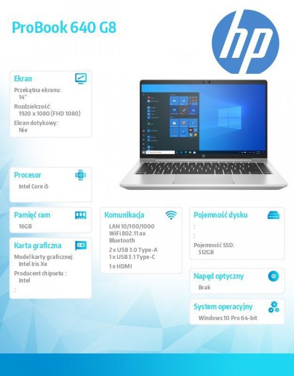 HP Inc. Notebook ProBook 640 G8 i5-1145G7 512/16/W10P/14 43A40EA