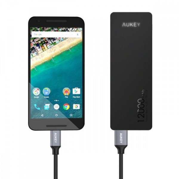 AUKEY CB-CD2 OEM nylonowy kabel Quick Charge USB C-USB 3.0 | 1m | 5 Gbps | 3A | 60W PD | 20V