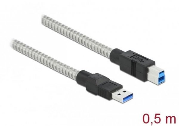 Delock Kabel USB-A(M)-USB-B(M) 3.0 0.5m srebrny   86777