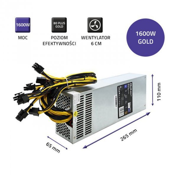 Qoltec Zestaw zasilacz PCI-E Smart 1600W + ATX SilentLine 350W