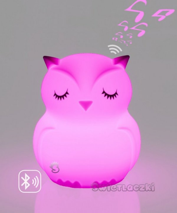 Mesmed Lampka nocna silikonowa zmieniająca kolory z głośnikiem Bluetooth Świetlaczek Sówka HU HU