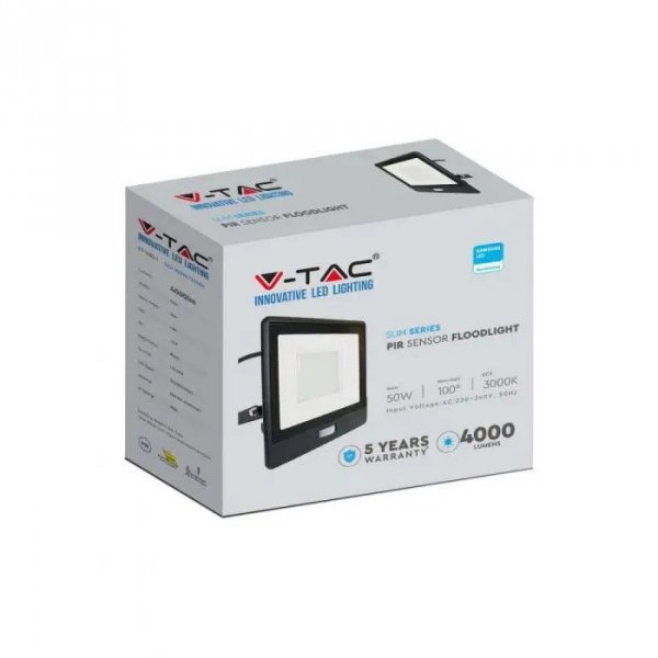 V-tac Projektor LED 50W 6500K 4000lm Czarny