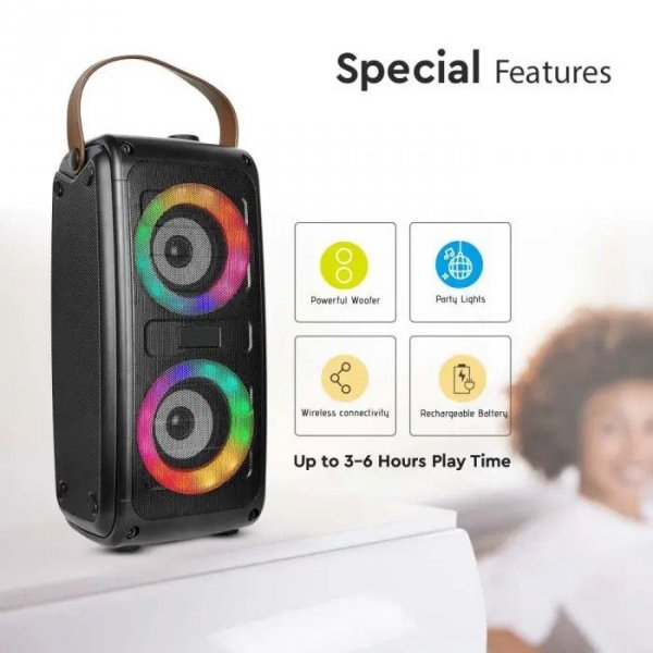V-tac Przenośny głośnik Bluetooth Czarny