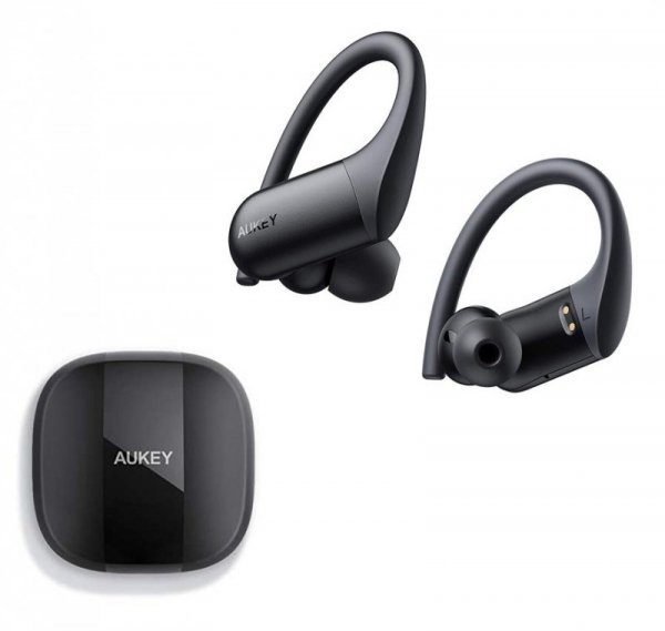 AUKEY EP-T32 Słuchawki sportowe Bluetooth 5.0 | wodoodporne IPX8 | dotykowe | ładowanie bezprzewodowe | wokółuszne | 35h | wycis