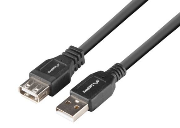 Lanberg Przedłużacz USB-A M/F 2.0 1m czarny BOX